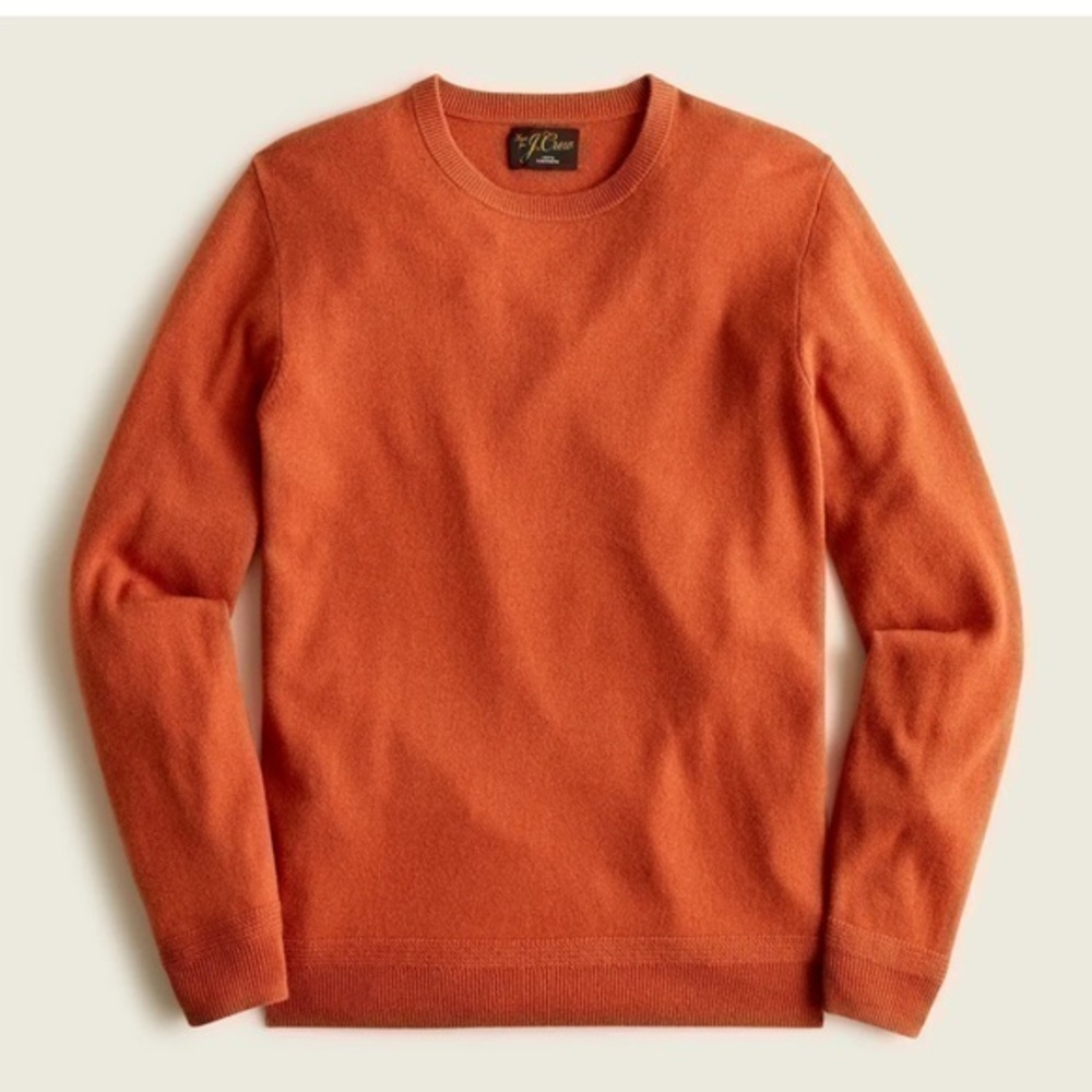 J. Crew Men's 100% Cashmere Crewneck Sweater Size L Dried Clay Orange